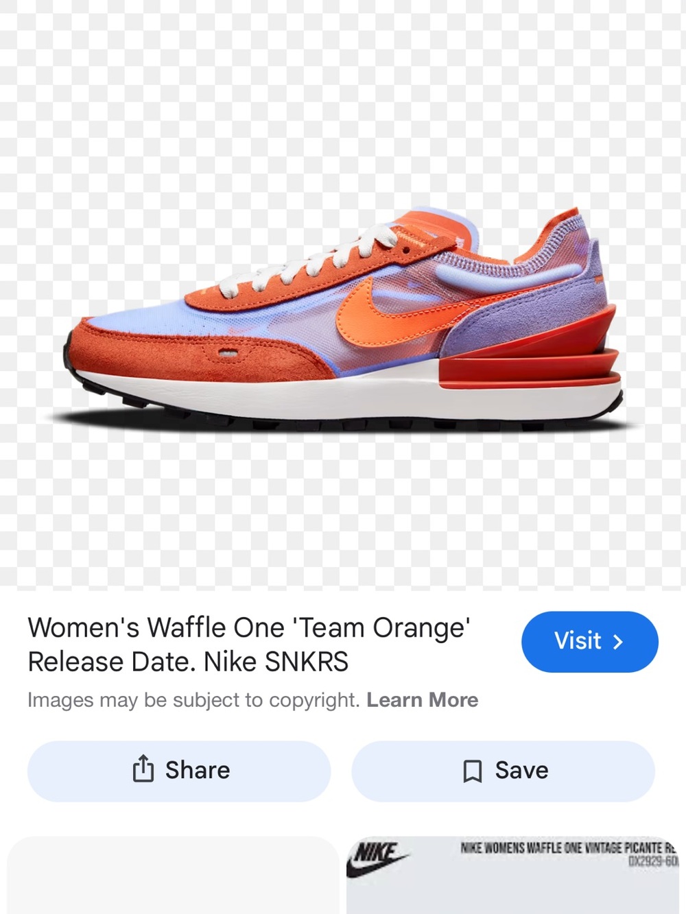 Nike Women's Waffle One Sneaker - Orange & Lavender